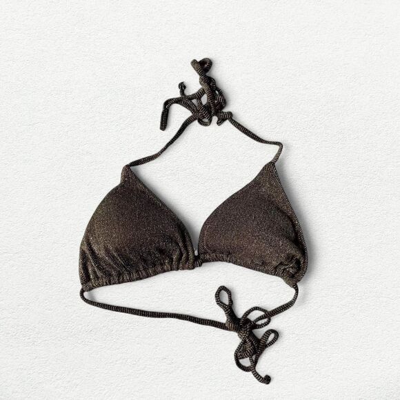 Alexandra Miro Alex Bikini Top in Dark Brown Metallic Gold - Picture 1 of 5